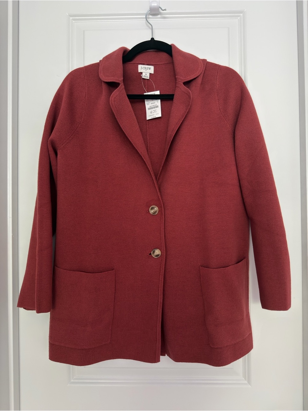 NWT J. Crew Women's Brick Red Knit Blazer Jacket